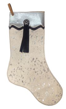 Showman Silver Acid Wash Cowhide Leather Christmas Stocking